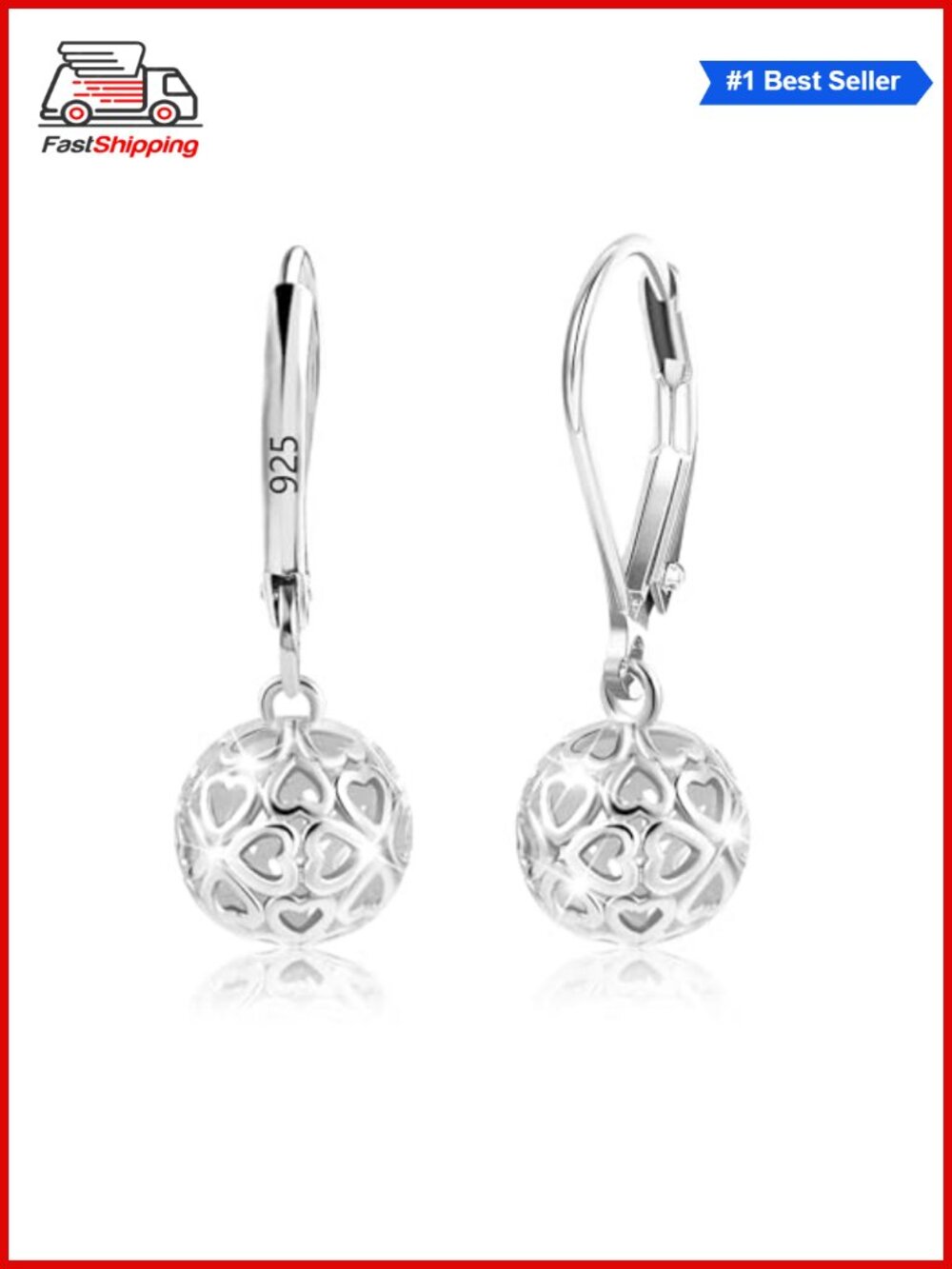✨ Silver Teardrop Filigree Ball Dangle Drop Earrings Leverback Hypoallergenic